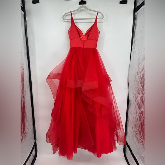 Madison James Red Tulle Prom Dress - Picture 3 of 4